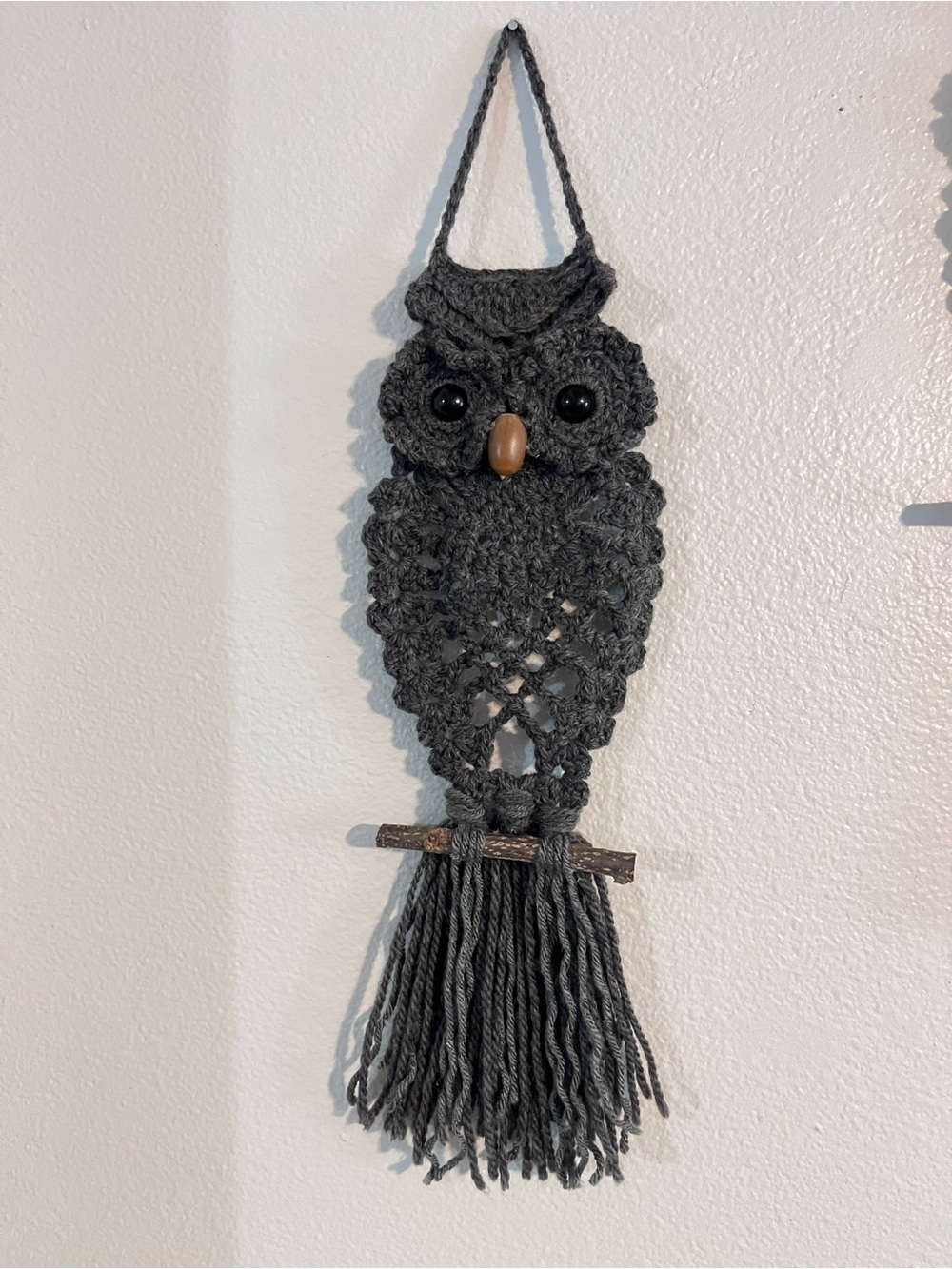 Crochet hanging owl decor